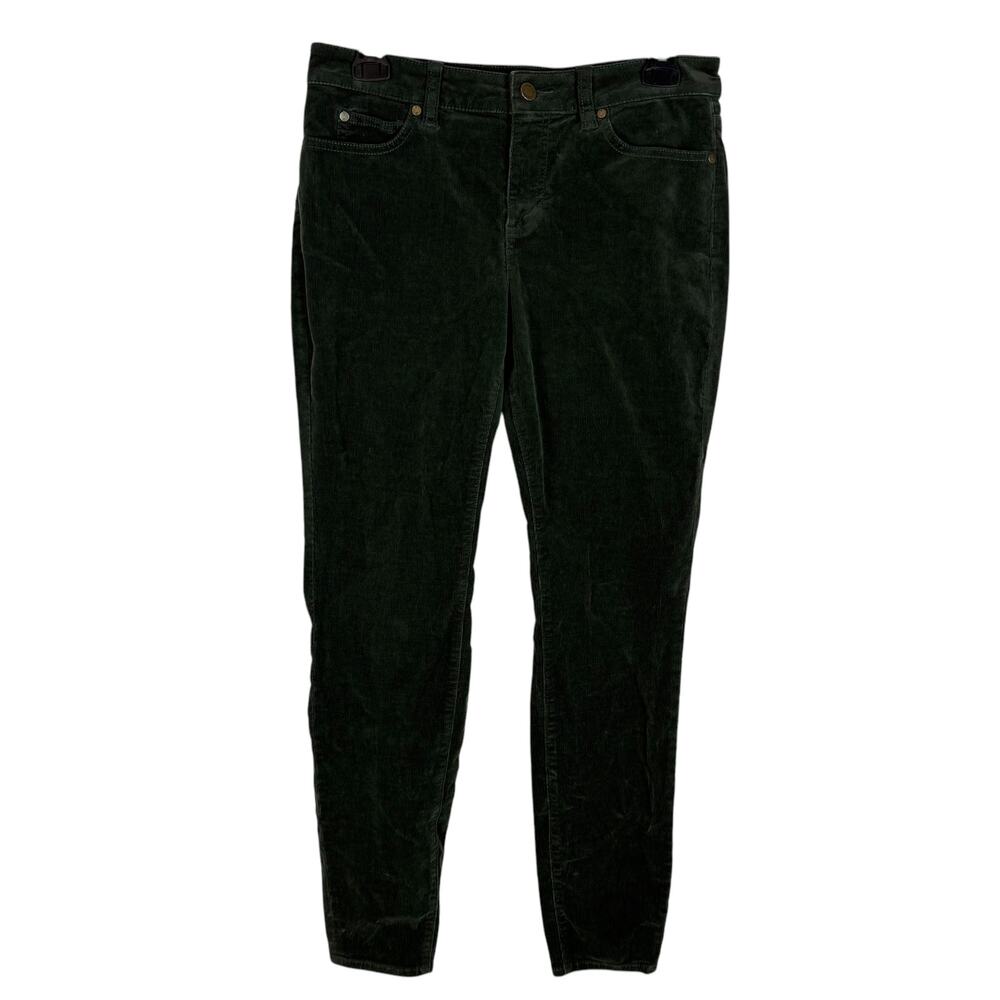 Vince Camuto Corduroy Jeans Women 28/6 Green Stretch Mid-Rise Skinny Leg Zip Fly